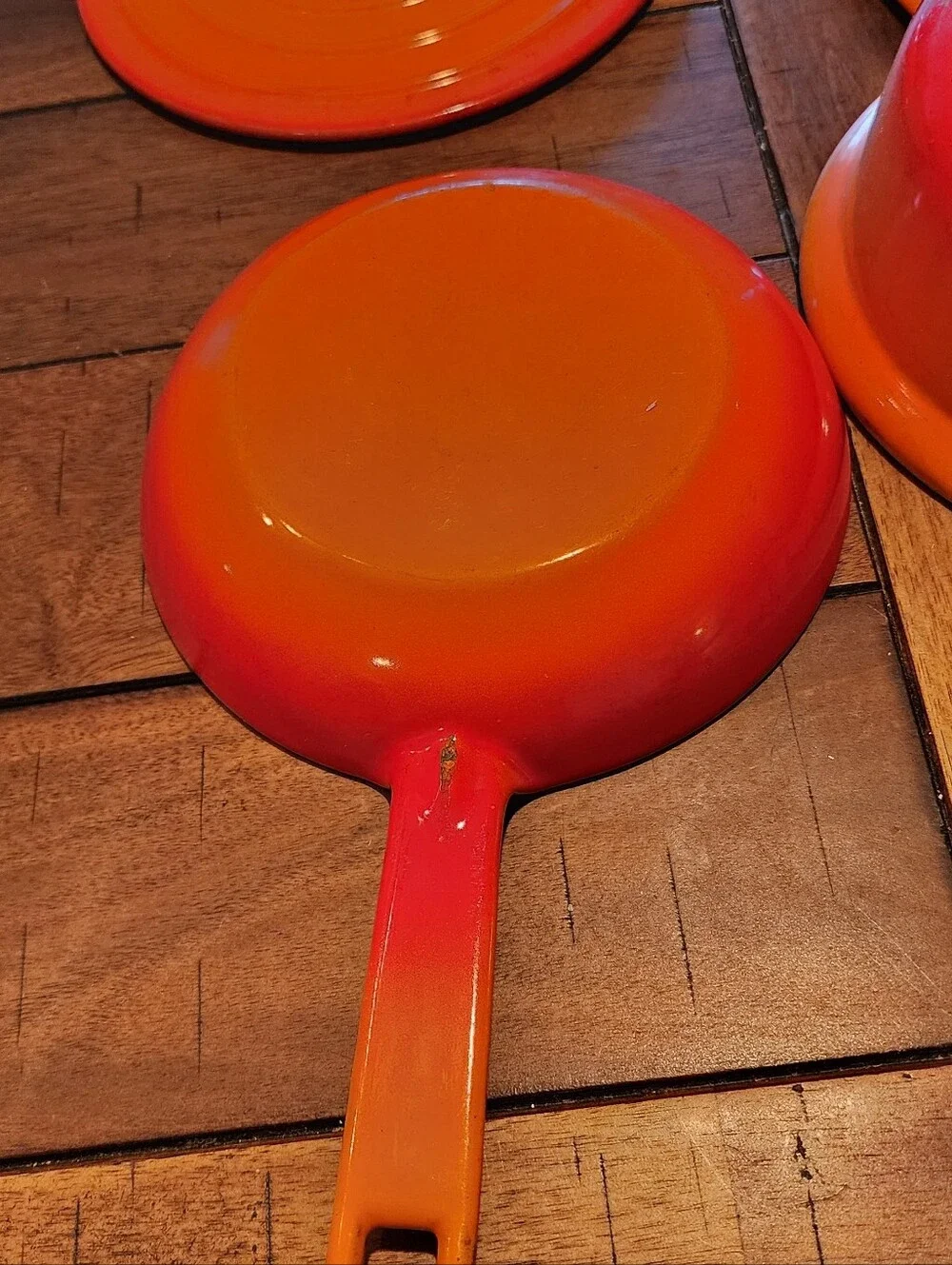 Le Creuset Enamel Cast Iron dutch oven skilet & pan beautiful burnt orange